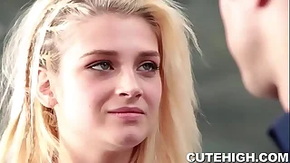 Skinny Aubrey Auriferous Giving Blowjob and Laid
